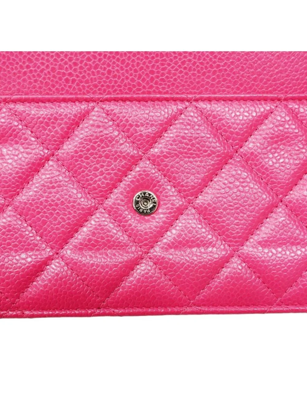 Chanel Wallet on Chain Quilted Caviar Leather Pink Silver Shoulder Bag